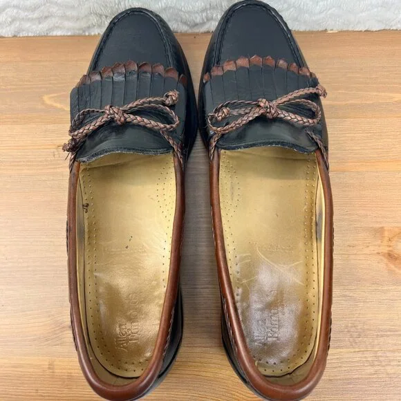 Allen Edmonds Woodstock Loafers Kiltie Braided Tassel Mens 11 B USA Slip On Blk - Picture 11 of 16